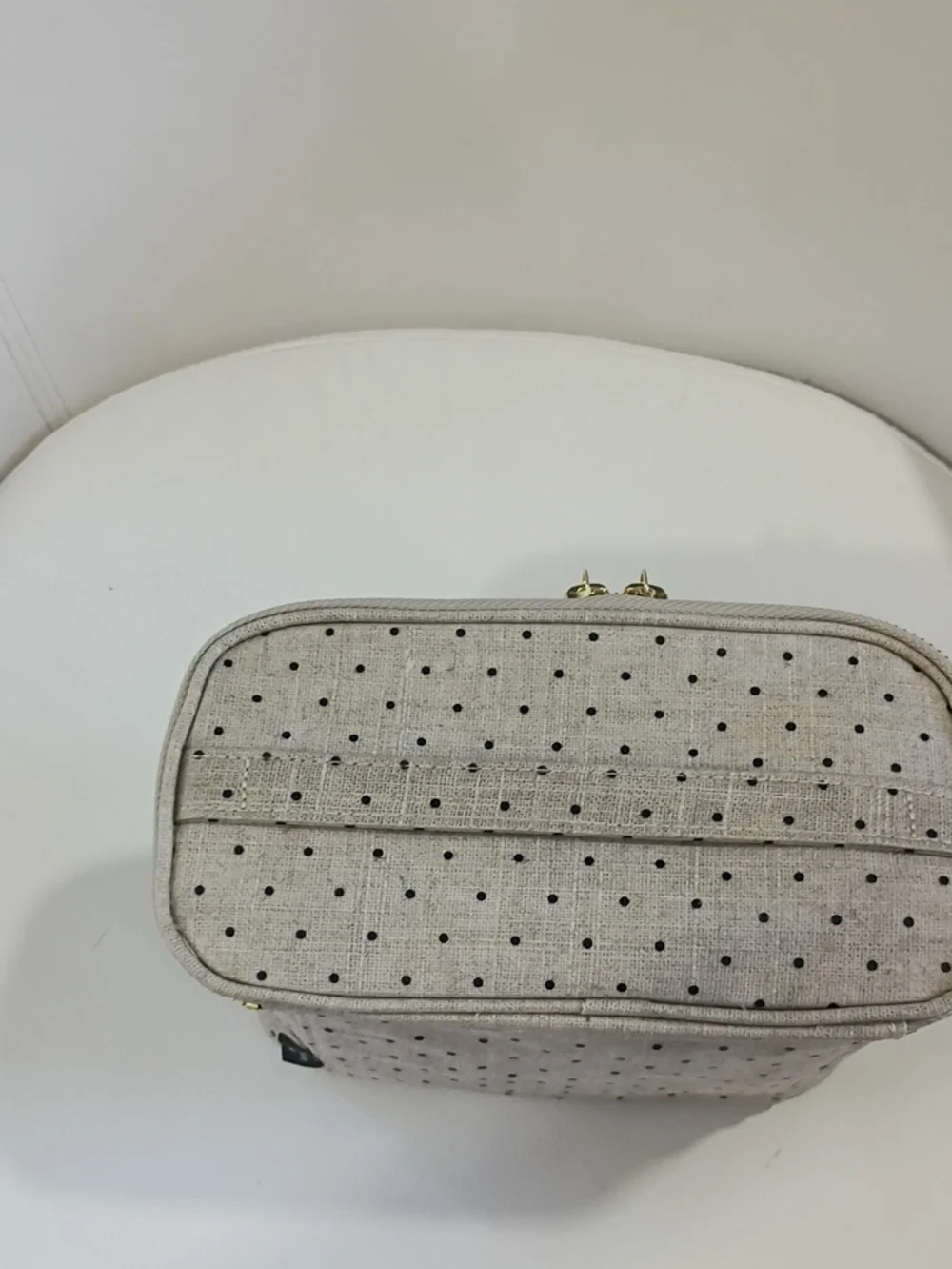 kate spade Beige Polka Dot Insulated Lunch Tote with Gold Zipper